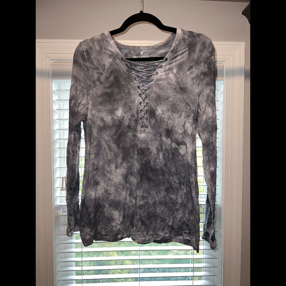 Tie-dye Lace-up Long-sleeve